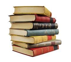 Seven books stacked ontop of each other