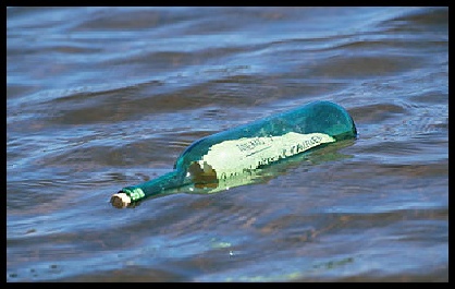 Message in a bottle (floating in shallow water