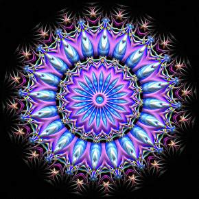 kaleidoscopic pattern with lilac on black background