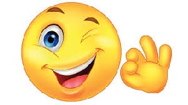 Large emoji of smiling sun and A okay signal